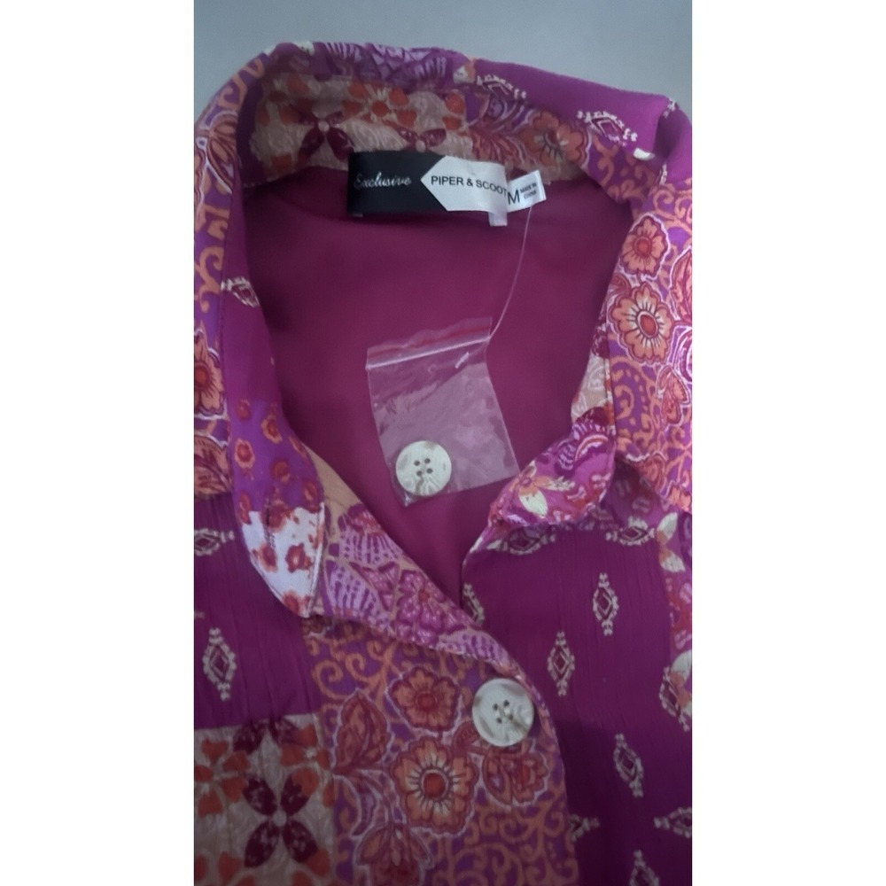 Piper & Scoot Patchwork Boho Button Front Blouse … - image 3